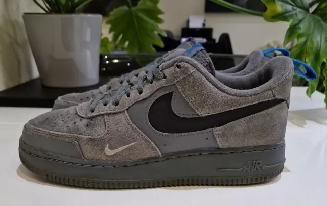 NIKE AIR FORCE 1 Low Trainers Mens Size 7 Uk. Grey Blk Blu 21.00