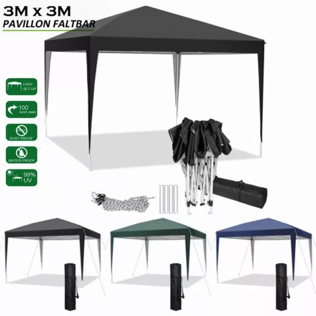 Pavillon 3x3m Wasserdicht Partyzelt Faltpavillon Gartenzelt Pergolen Zelt 2