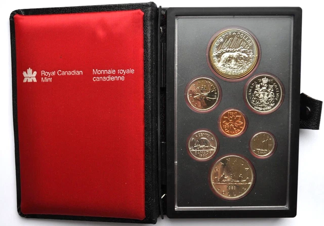 Canada, Elizabeth Ii 7 Coin Proof Set, 1980 Silver Dollar To Cent, Cased & Coa