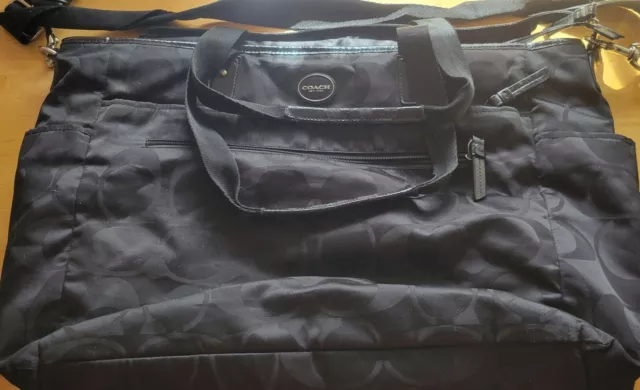 Black Coach Tote/ Diaper Bag. Multi compartment XL..Zippered. Preowned