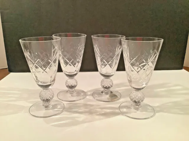 Set of 4 Vintage Morgantown Crystal Stemmed Liqueur Cordial Juice Glasses