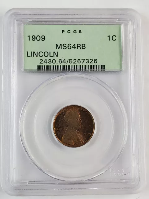 1909 1C PCGS MS64RB (OGH) LINCOLN Wheat Cent (PENNY)