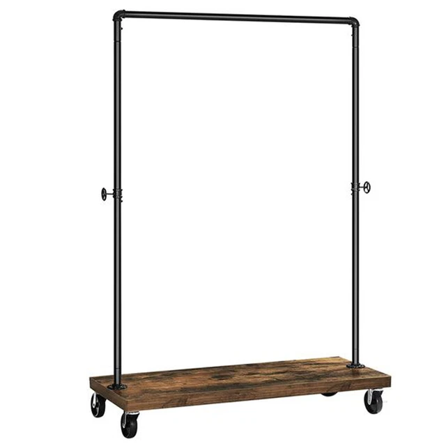 VASAGLE Industrial Pipe Rolling Garment Rustic Clothes Rack, Black (Open Box)