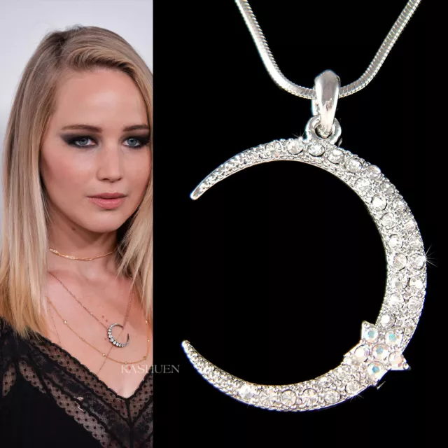 Magique Crescent Lune Étoile ~ Avec Cristal Swarovski Islam Bijoux Collier