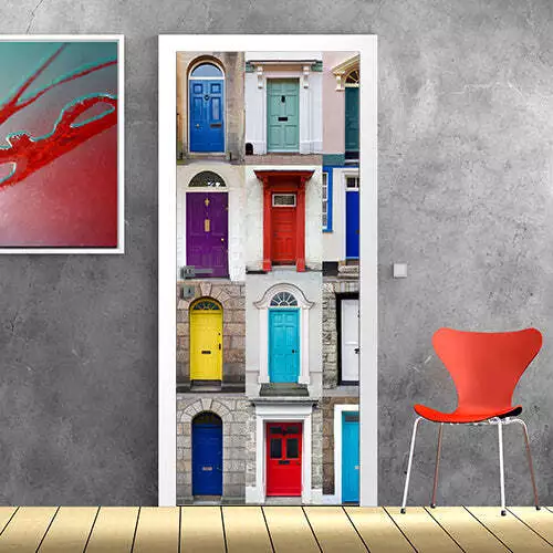 Decorazione adesiva Porta-mania 2 sticker lavabile pvc varie misure