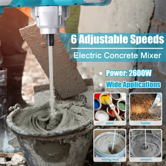 Adjustable Electric Concrete Mixer Portable 2600w Mud Mixer For Mixing Mortar
