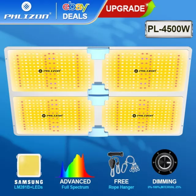 Phlizon PL4500 Dimmable LED Grow Light Full Spectrum Indoor Veg Flower All Stage