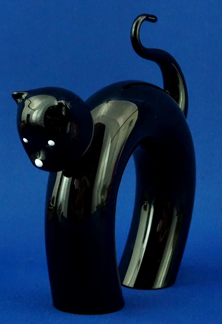 Statuetta Gatto Nero In Resina - Scultura Decorativa Con Occhi Ambra - Design Elegante Per Casa E Ufficio