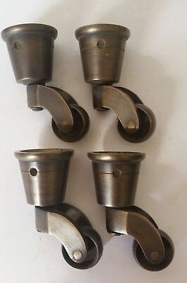 Set 4 Vintage Style Solid Brass Strong Swivel Caster Wheels Brass Round Cap #W3