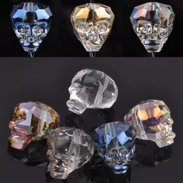 5pcs 14mm Skull Head Faceted Crystal Glass Loose Beads For Jewelry Making