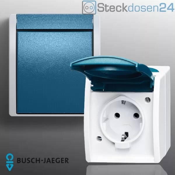 Busch Jäger Ocean Steckdosen Schalter Taster Aufputz IP44 Steckdose Feuchtraum