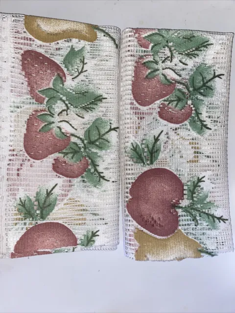 Apple Pear Strawberries Motif Curtains 24" length x 52" width One pair, 2 pcs.