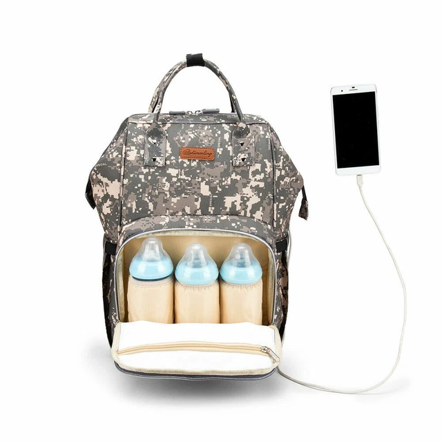 Diaper Bag Backpack Maternity Nappy Baby Bag Organizer Waterproof w/ USB Port 4