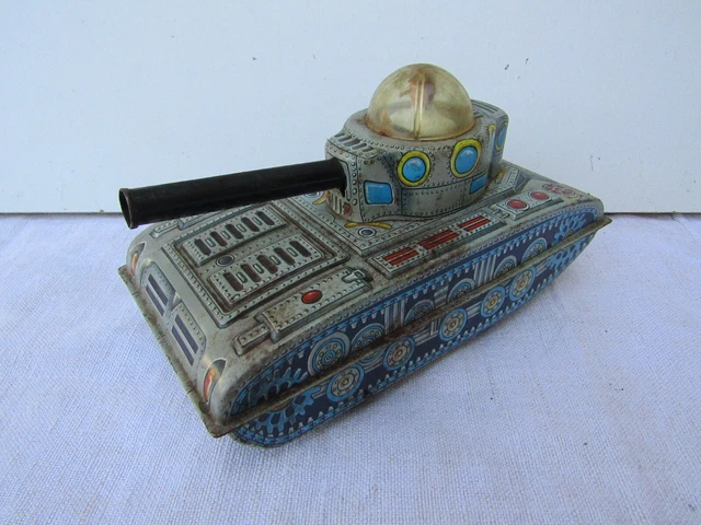Jouet Ancien Gama – Char Mécanique En Tôle – Jouet à Remonter