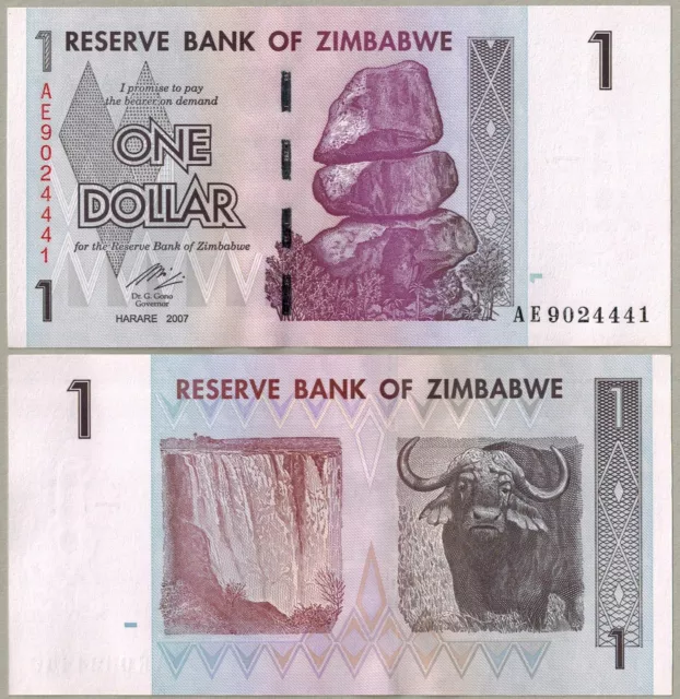 Zimbabwe 1 Dollar 2007 P-65 UNC