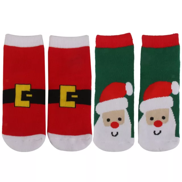 2prs Kids Toddler Christmas Slipper Socks Xmas Stocking Filler Cotton Hosiery S 2