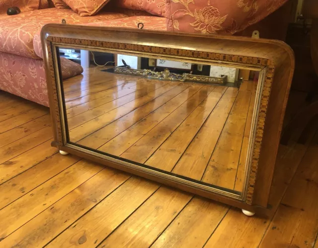 Antique Inlaid Tunbridge-ware Over mantle Mirror