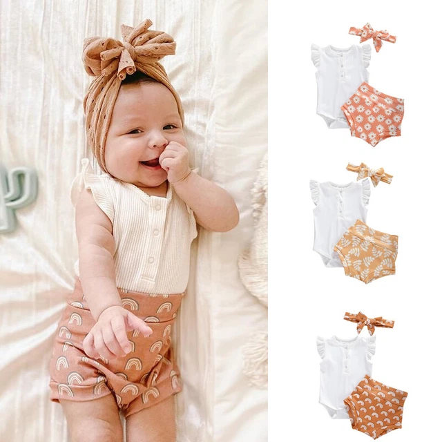 Pantaloncini pantaloncini abiti neonati bambine set estivo