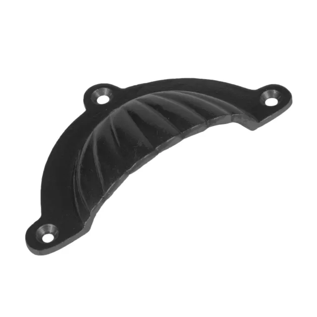 Fluted Cabinet Cup Handle Cast Iron Cupboard Handles 95mm x 50mm Black