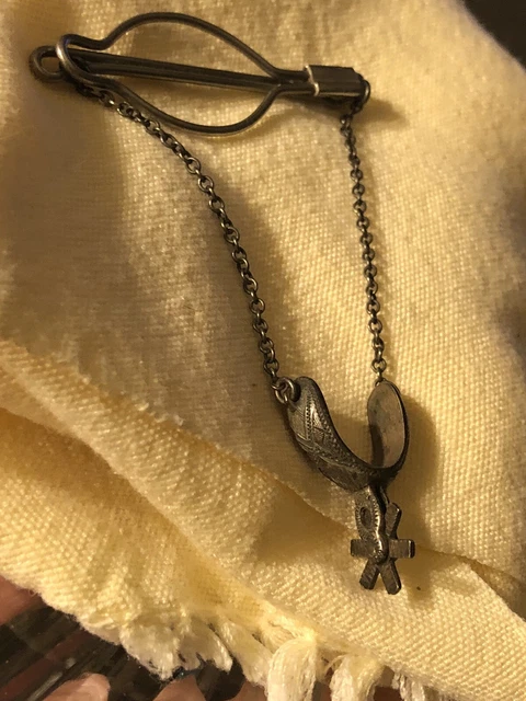 Vintage Tie Tac Chain Moving Spur Sterling