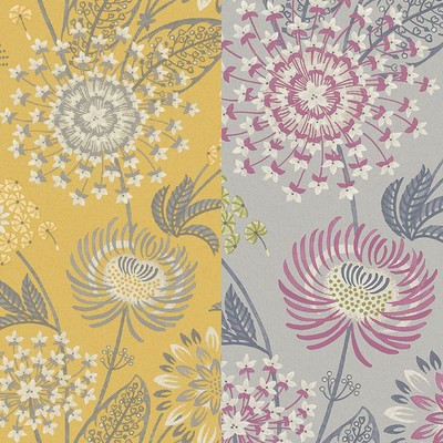 Arthouse Vintage Bloom Giallo Senape Grigio Floreale Carta Da Parati Qualità 676206 