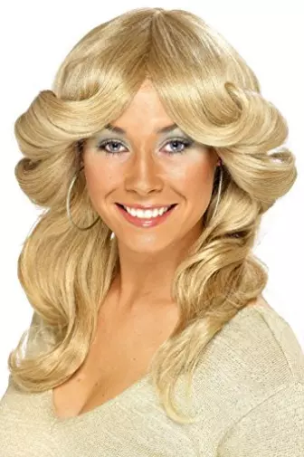 Smiffys 70s Flick Wig, Blonde