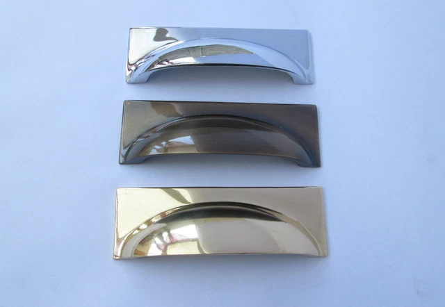 Solid Brass Rectangular Cup Drawer Cupboard Cabinet Wardrobe Door Pull Handles
