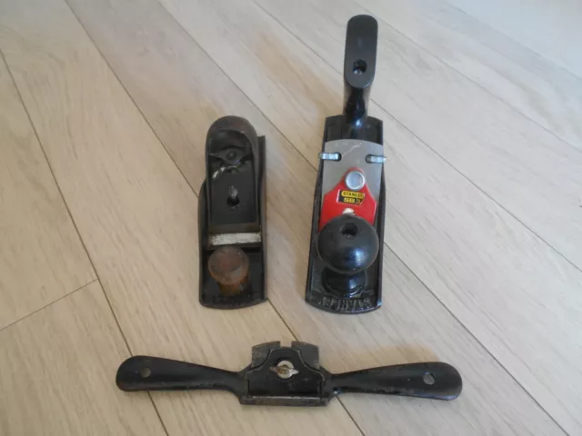 VINTAGE STANLEY TOOLS SMOOTHING PLANE SB3,BLOCK PLANE No.220 & SPOKESHAVE No.63