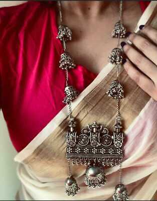 Ethnic Traditional Bollywood Design Silver Oxidized Necklace Beautiful Style