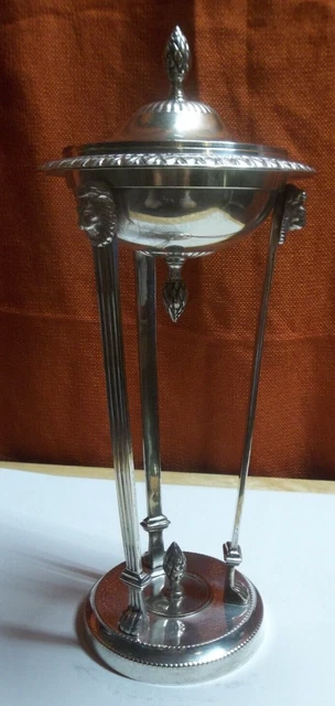 Antique Vintage Silver Athenian Egyptian Revival Lion Head Incense Burner Censer