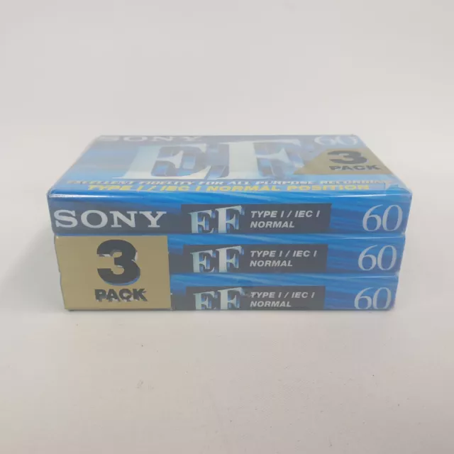 3 Pack of SONY C-60EFB EF 60-Minute Type I Blank Audio Cassette NEW & SEALED 2