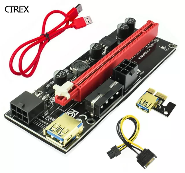 VER009S PCI-E Riser Card PCIe 1x to 16x USB 3.0 Data Cable for Bitcoin Mining