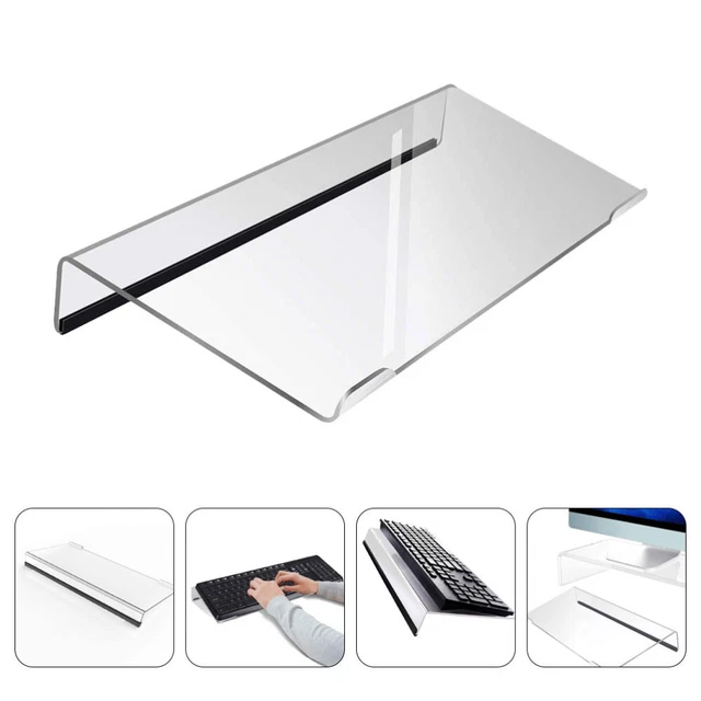 5 Supports Clavier Acrylique Noir - Plateau Rehausseur Pour Bureau - Design Antidérapant - Dimensions 25x16,2x13,5 Cm