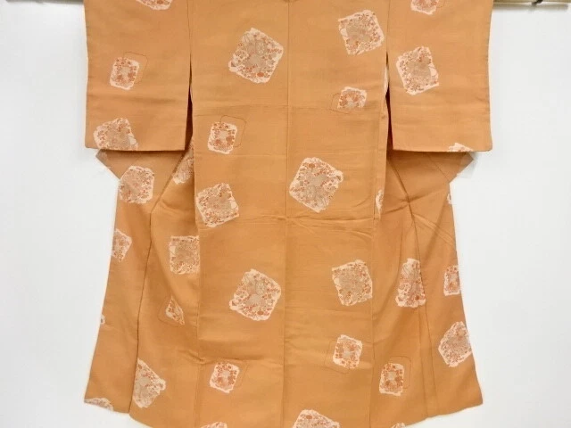 40796# Japanese Kimono / Antique Kimono / Woven Abstract Shikishi Pattern &