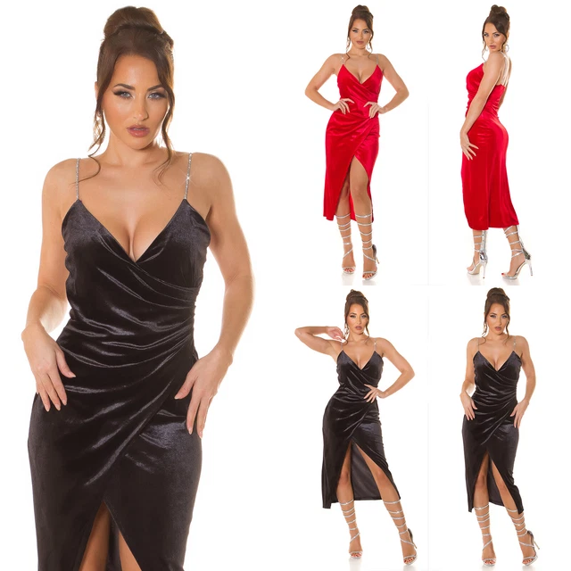 Vestito Donna Corto Elegante Sexy da Sera Spacco Abito Lungo Cerimonia Estivo