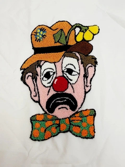 Hobo Hobo Vintage Needlepoint Punch Triste Payaso 2 Cuadros, Almohada, Chaqueta