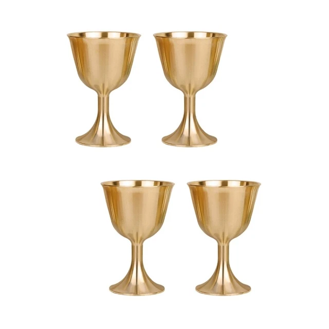 4 Pcs Brass Wine Glass Copper Drinking Cups Gold Wine Cups Household
