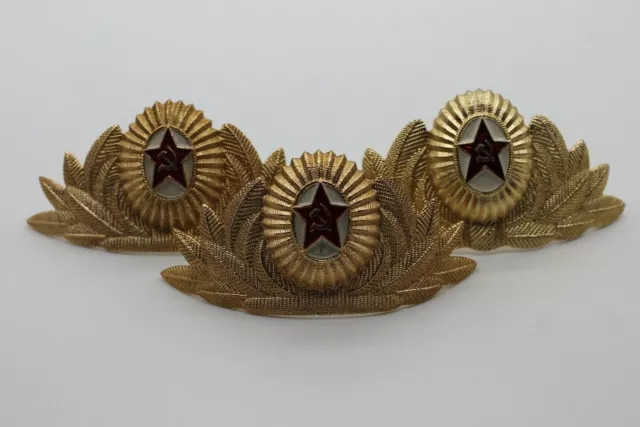 Satz von 3 SOWJETISCHEN RUSSLAND ARMEE UdSSR Offiziersmütze KOCKADE PIN...