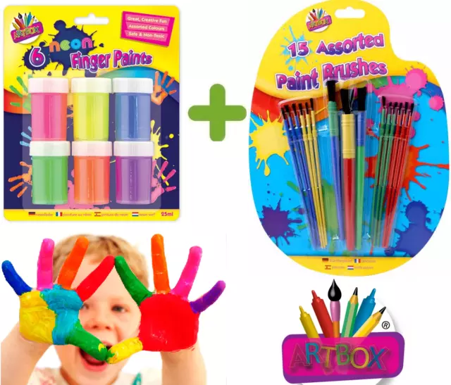 15x Kids Paint Brushes Sponge Painting Brush Finger Paints for Children Toddlers