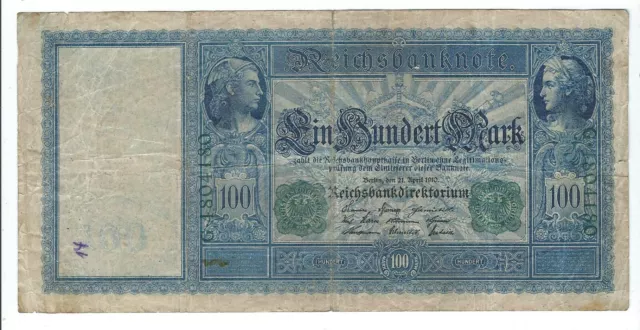 Banknote Deutschland - Deutsches Reich - Reichsbanknote - 100 Mark - 1910 - grün