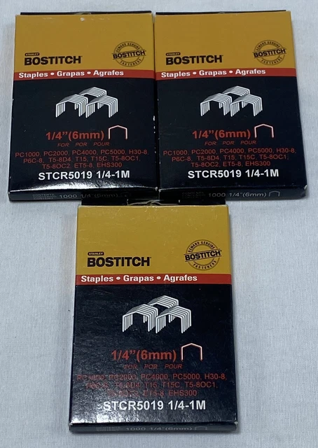 Stanley Bostitch Powercrown Tacker Staples 1/4" STCR5019 1/4-1M (1000 Pcs) Lot 3