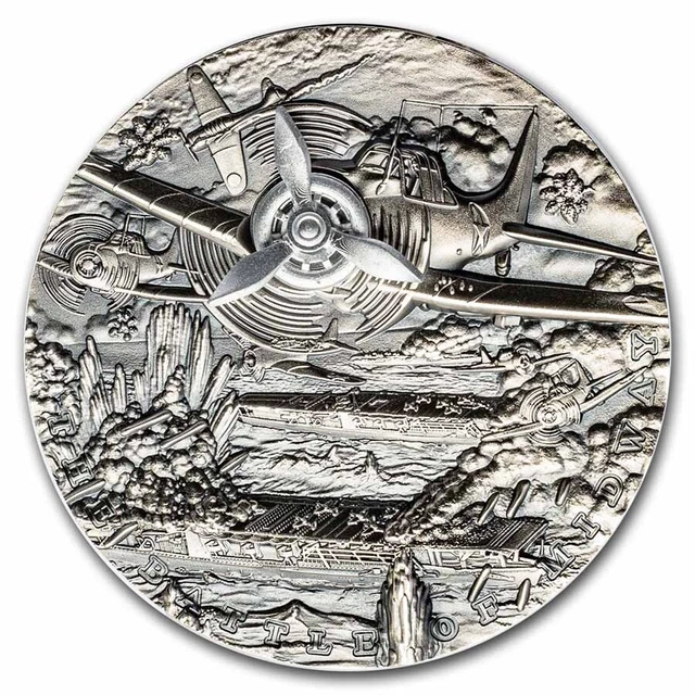 2021 Niue 2 oz Antique Silver Sea Battles; The Battle of Midway - SKU#272075