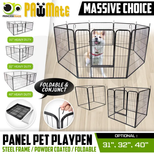 8 Panel Pet Playpen Heavy Duty Exercise Cage Fence Enclosure Dog Puppy 31" 32"