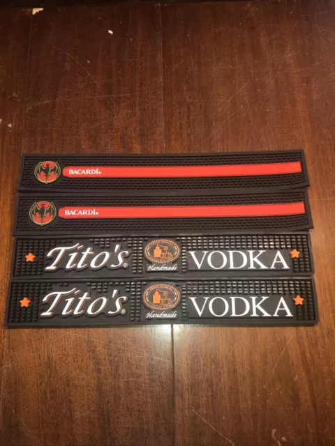 Lot Of Three New Drip Matts Bar Mat Bacardi Rum Tito‘S Vodka fourth free