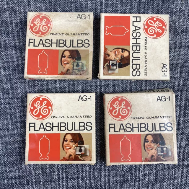 GE Flashbulbs, AG-1, 3 Boxes, 12 bulbs Per Box General Electric vintage