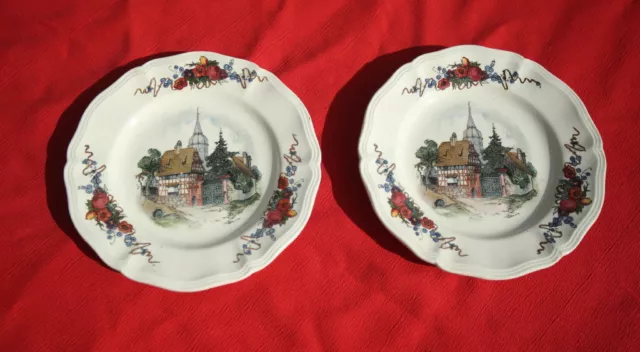 2 assiettes SARREGUEMINES OBERNAI anciennes diamètre 20,5