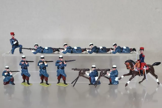 BRITAINS RE PAINTED HOLLOW CAST WWI FRENCH INFANTRY with MOUNTED OFFICER oc