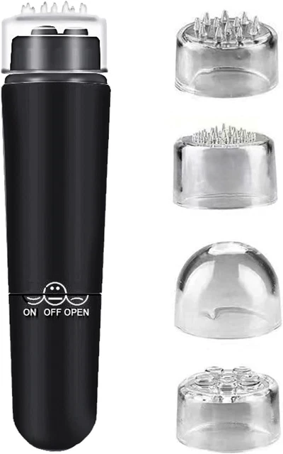 Mini masajeador, mini herramienta masajeador de viaje para espalda facial, cuello (negro brillante)