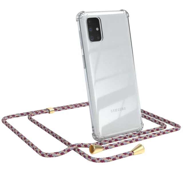 Pour Samsung Galaxy M51 Portable Accrocher Corde Sac Chaîne Rouge Camouflage