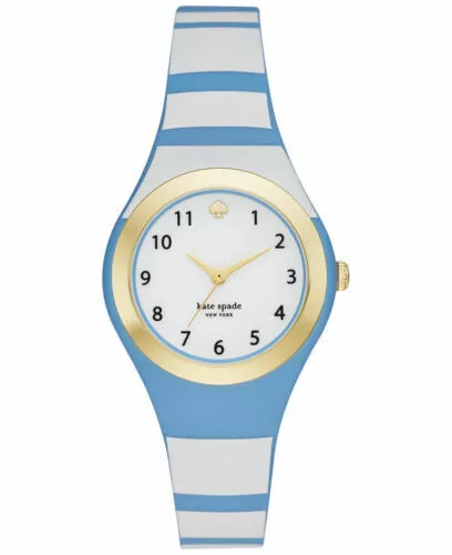 Kate Spade Rumsey Blue & White Stripe Silicone Strap 30mm Watch  KSW1088